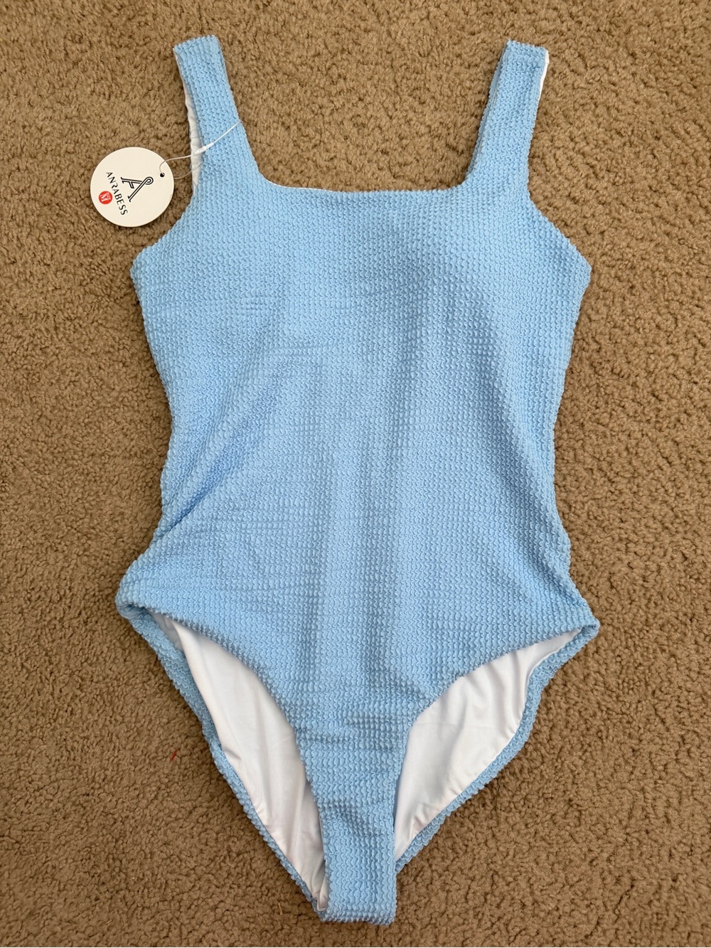 A New Day Light Blue Textured One-Piece Swimsuit